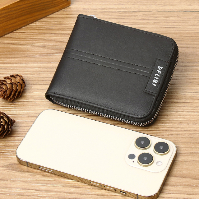 Men's fashion business PU zipper wallet