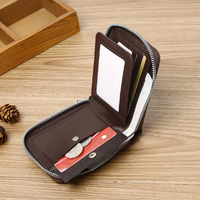 Men's fashion business PU zipper wallet