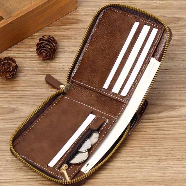 Men's fashion business PU zipper wallet