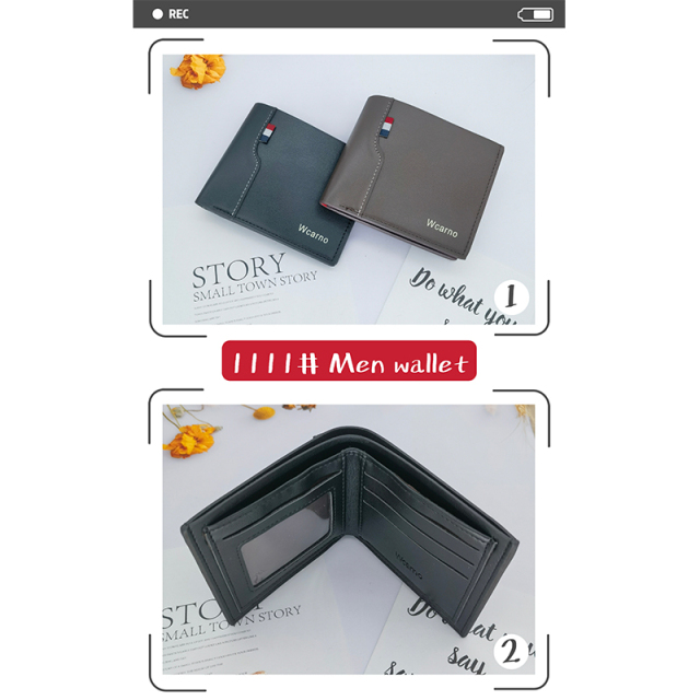 Men's fashion simple PU short wallet