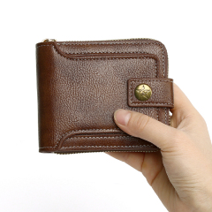 Men's fashion business PU zipper wallet