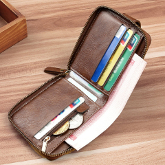 Men's fashion business PU zipper wallet