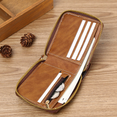Men's fashion business PU zipper wallet