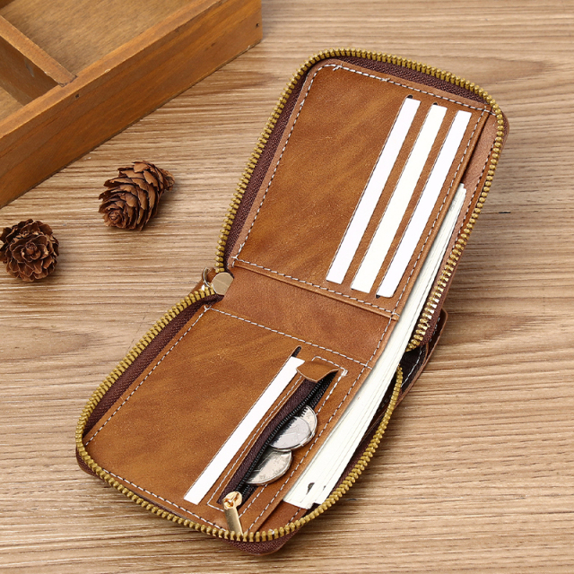 Men's fashion business PU zipper wallet