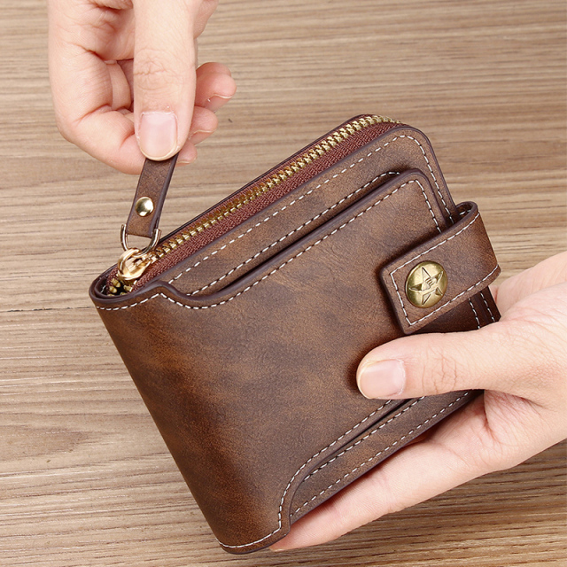Men's fashion business PU zipper wallet