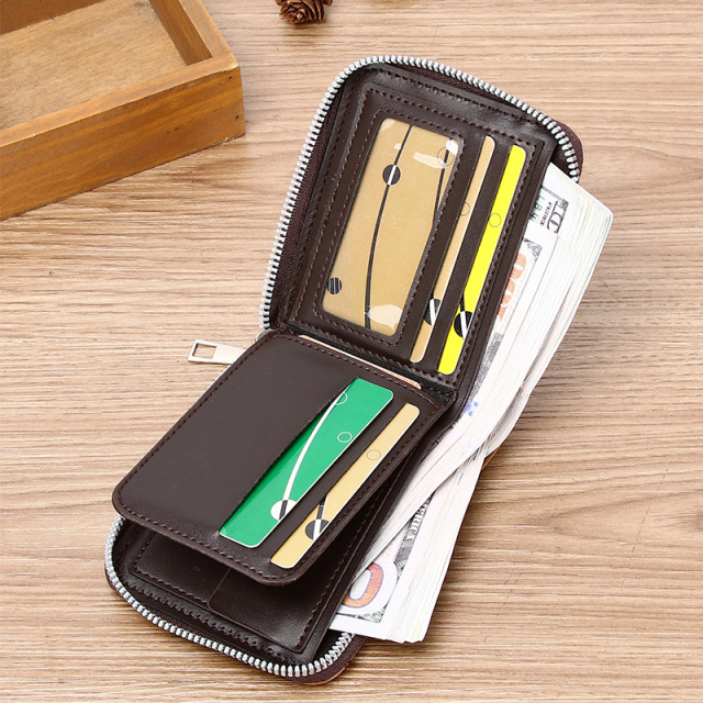 Men's fashion business PU zipper wallet