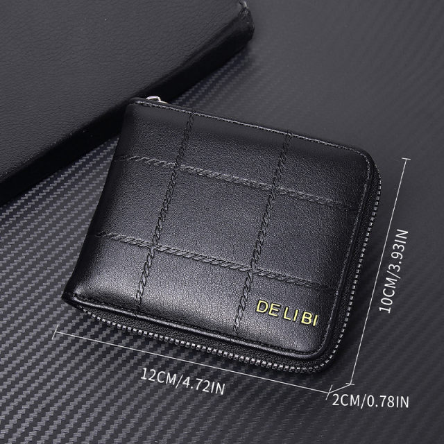 Men's fashion business PU zipper wallet