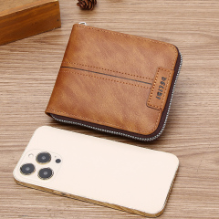 Men's fashion business PU zipper wallet