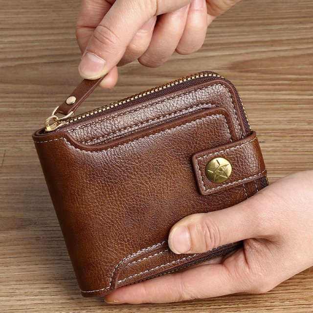 Men's fashion business PU zipper wallet