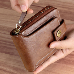 Men's fashion business PU zipper wallet