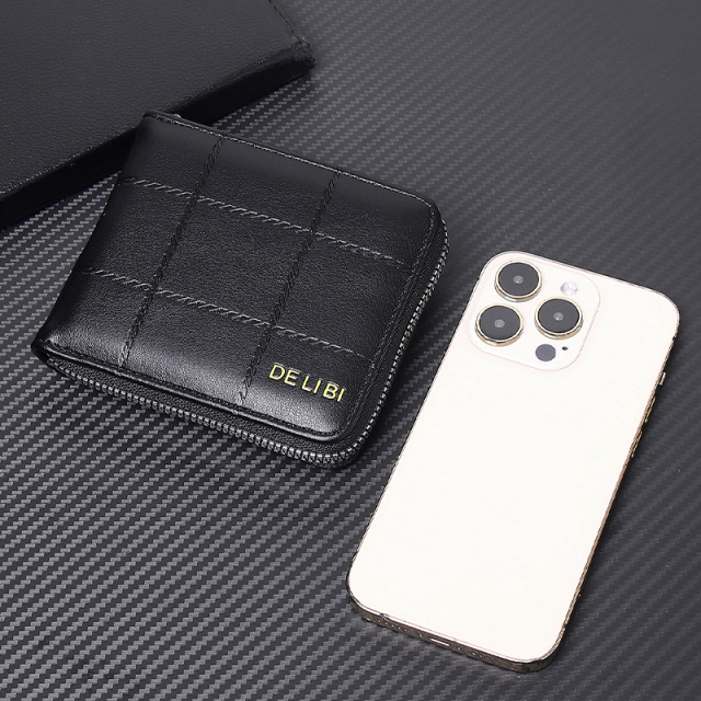 Men's fashion business PU zipper wallet