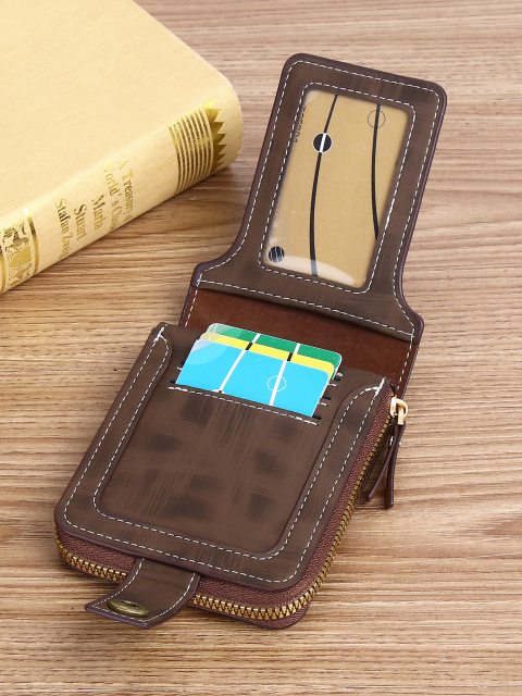 Men's fashion business PU zipper wallet