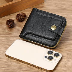 Men's fashion business PU zipper wallet