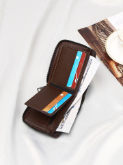 Men's fashion business PU zipper wallet