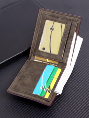 Men's fashion simple PU short wallet