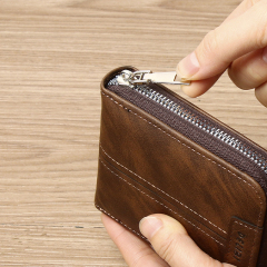 Men's fashion business PU zipper wallet