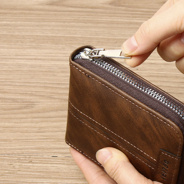 Men's fashion business PU zipper wallet