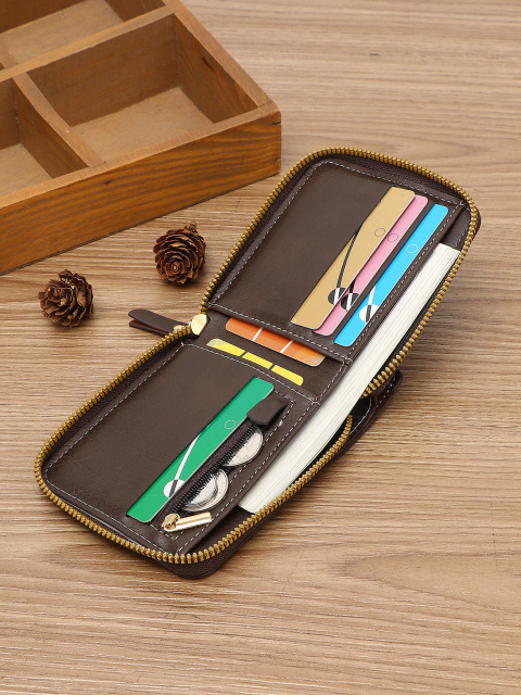 Men's fashion business PU zipper wallet