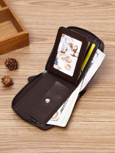 Men's fashion business PU zipper wallet