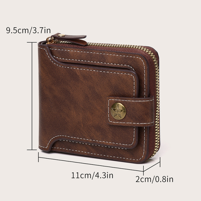 Men's fashion business PU zipper wallet