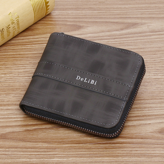 Men's fashion business PU zipper wallet