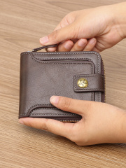 Men's fashion business PU zipper wallet