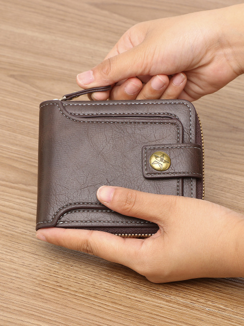 Men's fashion business PU zipper wallet