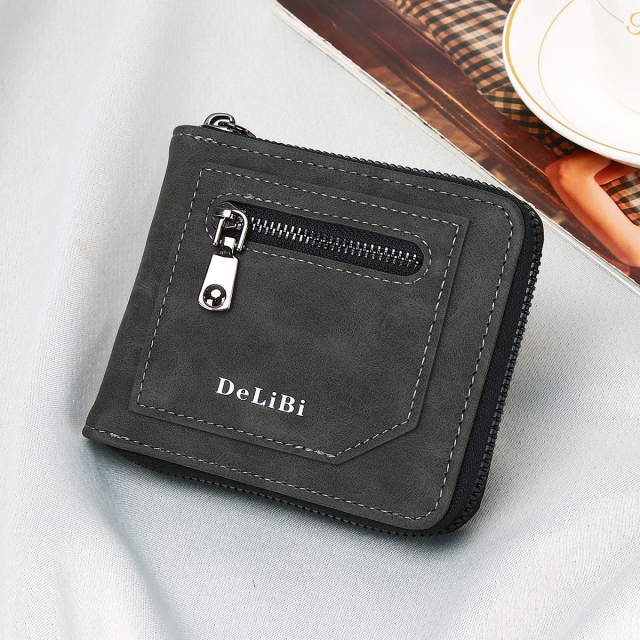 Men's fashion business PU zipper wallet