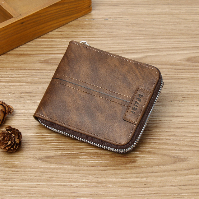 Men's fashion business PU zipper wallet