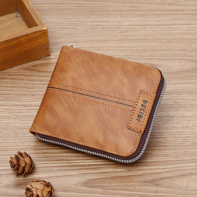 Men's fashion business PU zipper wallet
