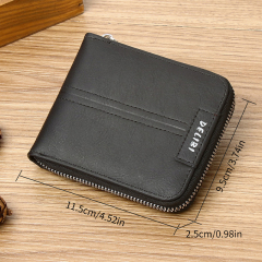 Men's fashion business PU zipper wallet