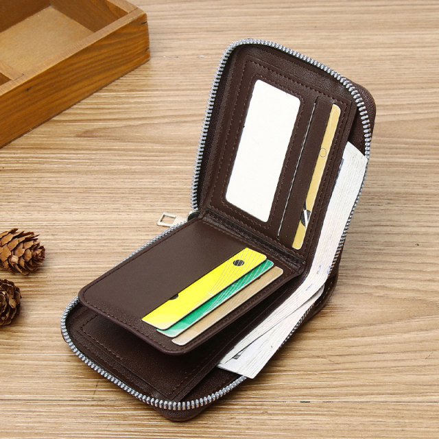 Men's fashion business PU zipper wallet