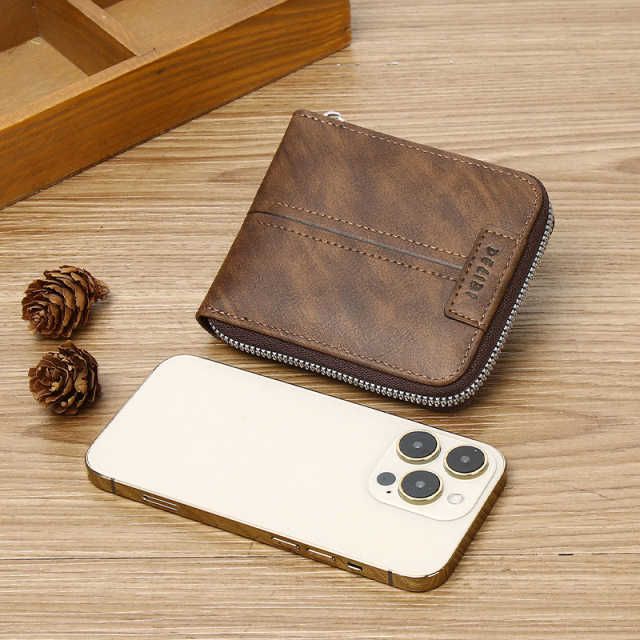 Men's fashion business PU zipper wallet