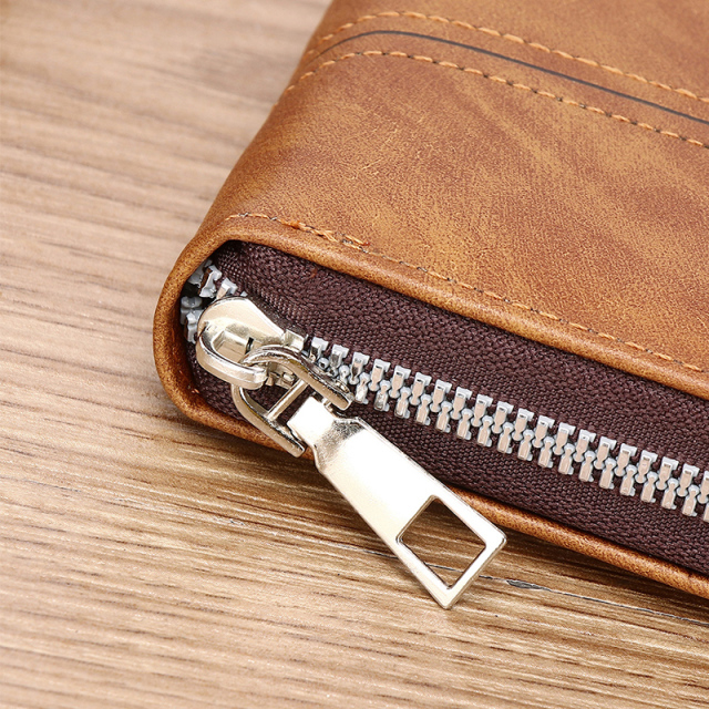Men's fashion business PU zipper wallet