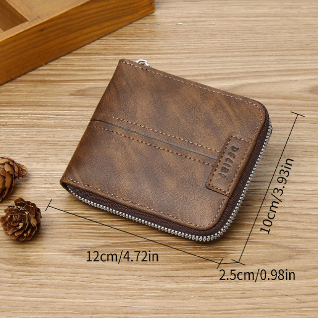 Men's fashion business PU zipper wallet