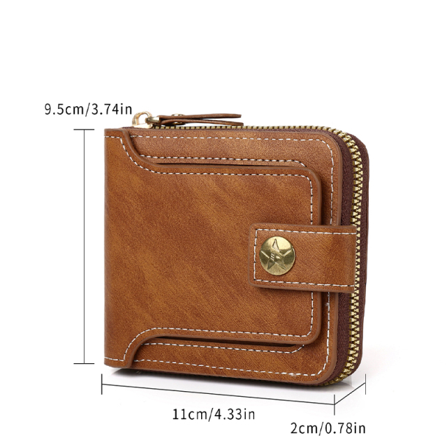 Men's fashion business PU zipper wallet