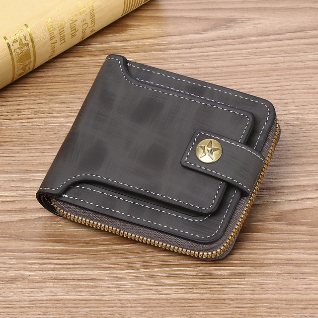 Men's fashion business PU zipper wallet