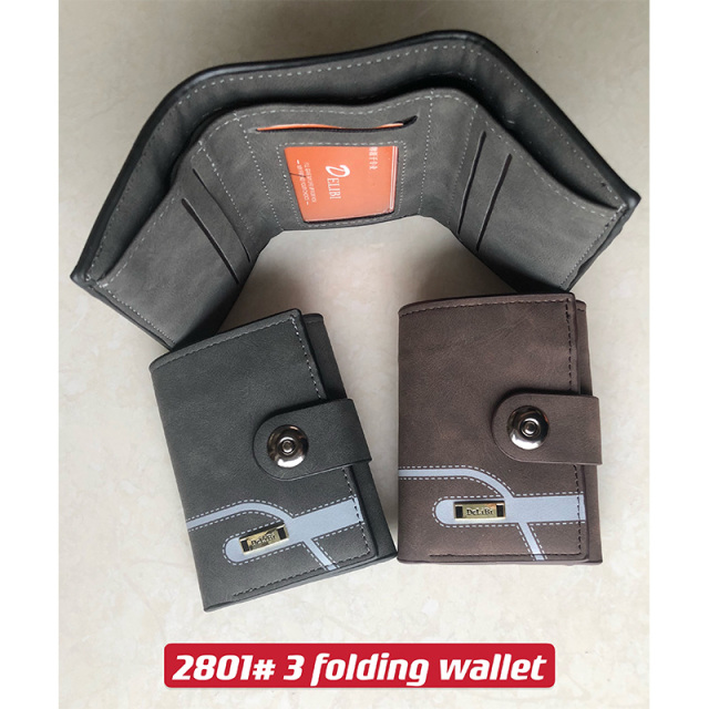 Men's PU triple fold wallet