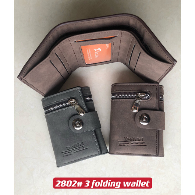 Men's PU triple fold wallet