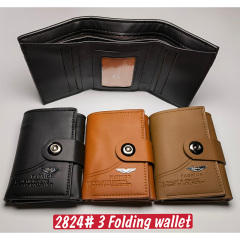 Men's PU triple fold wallet