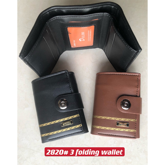 Men's PU triple fold wallet