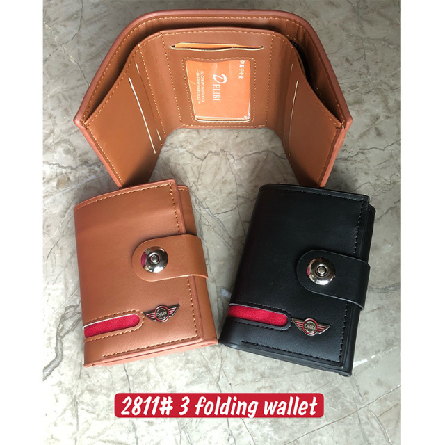 Men's PU triple fold wallet