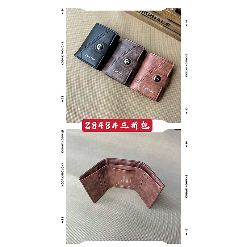 Men's three-fold embossed pu  wallet