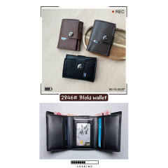 Men's three-fold embossed pu  wallet