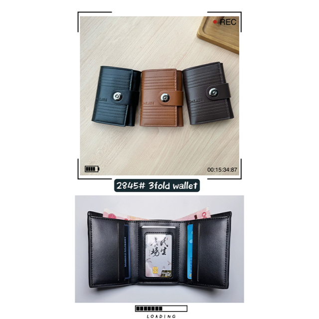 Men's three-fold embossed pu  wallet