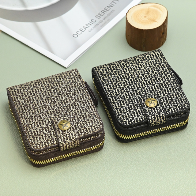 XY - 076# Braided Zipper Short Wallet