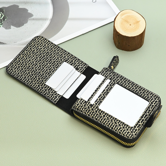 XY - 076# Braided Zipper Short Wallet