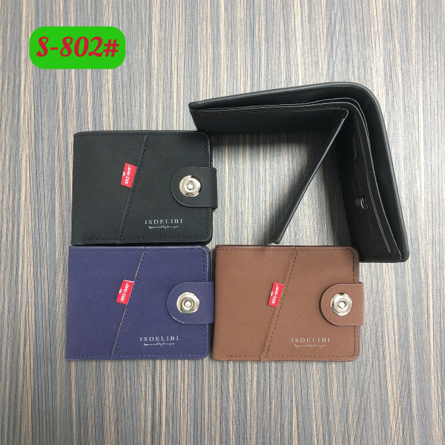 Men's PU snap button short US dollar wallet