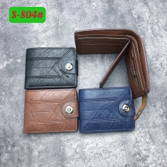 Men's PU short snap button wallet with US dollars