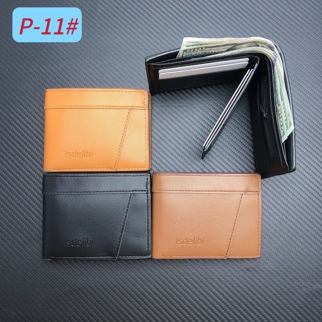Men's PU short wallet with US dollars